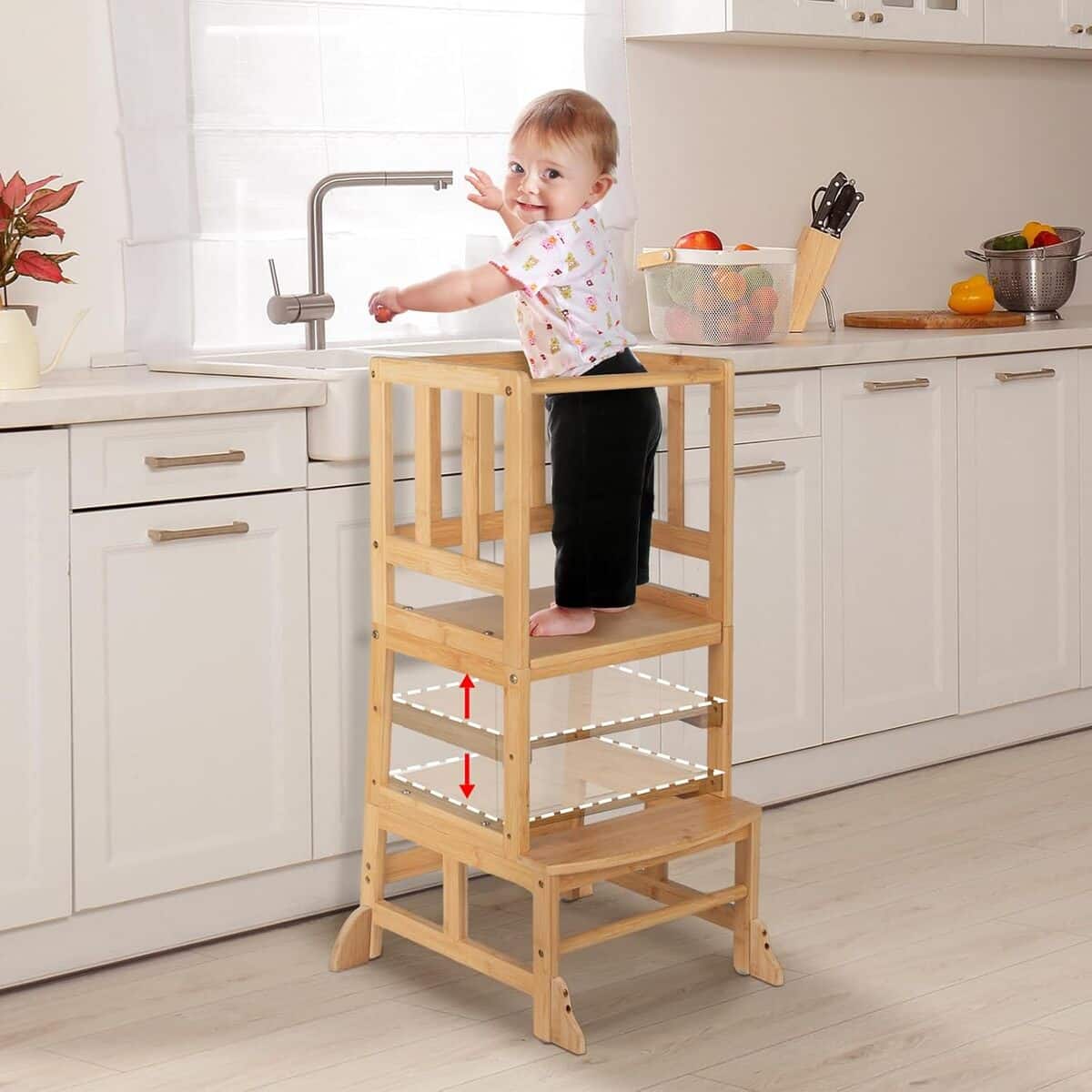 Test de la tour d'observation Montessori Cosyland en bambou naturel