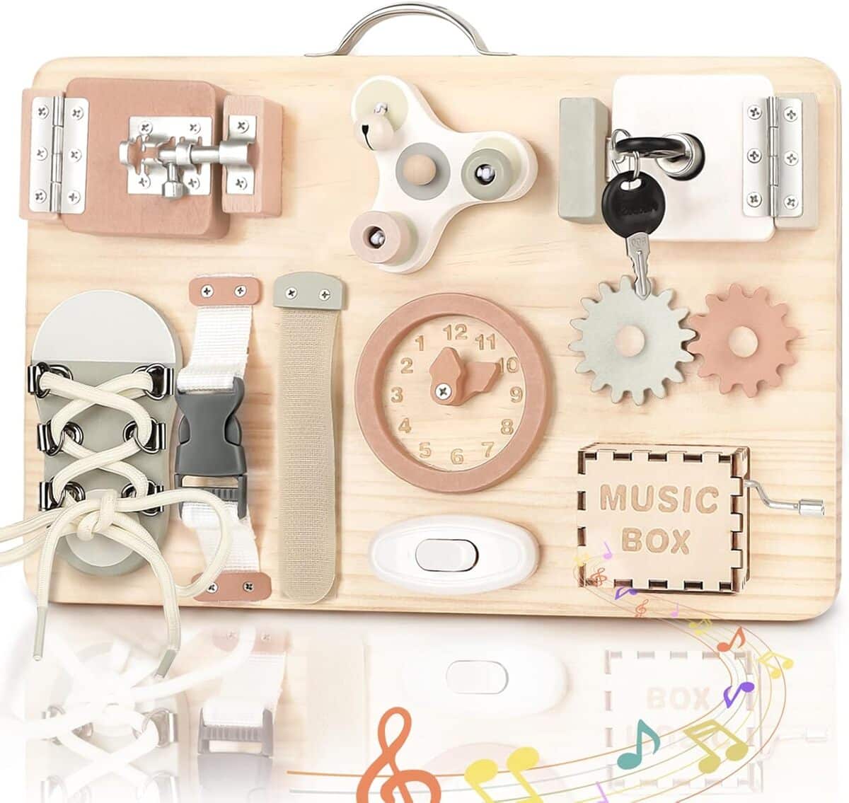 Test du Joyreal Montessori Busy Board : éveil et motricité pour les tout-petits