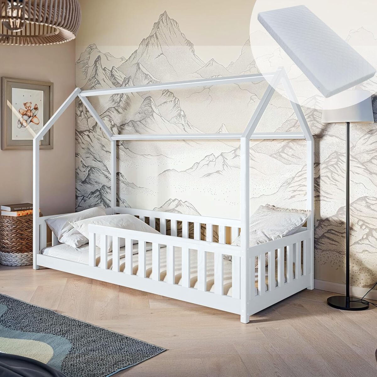 Test du lit enfant Montessori avec protection contre les chutes 90x200 cm