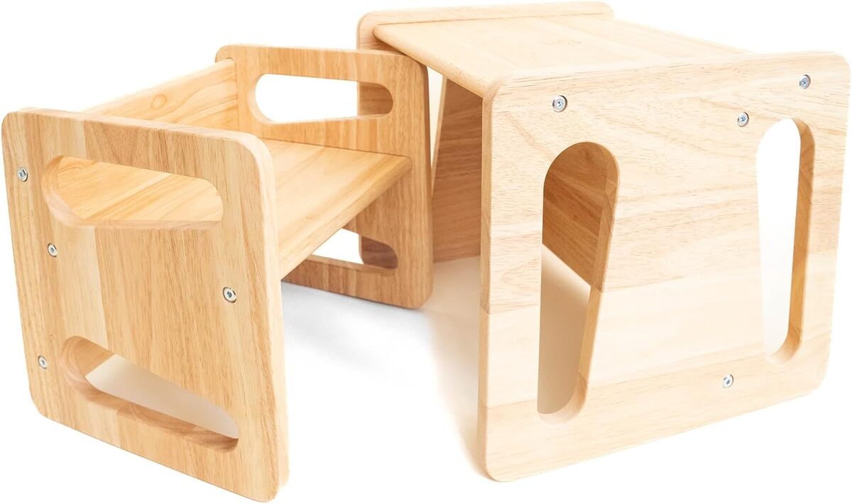 Test du set table et chaise Montessori Weaning pour tout-petits en bois massif