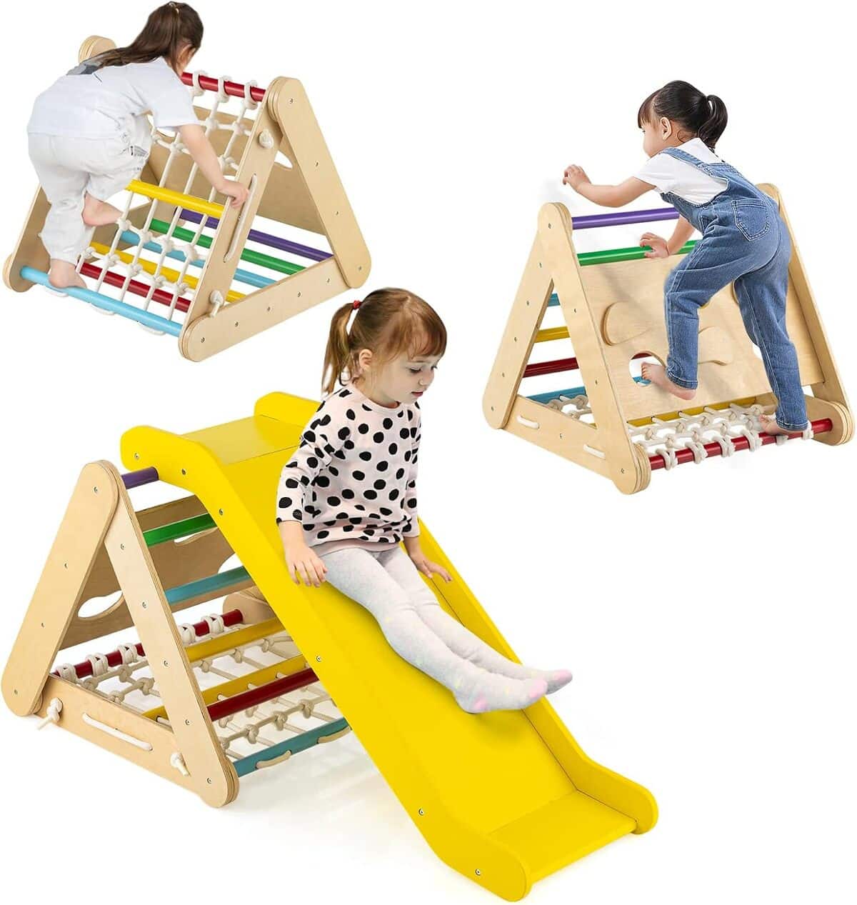Test du triangle d'escalade montessori 4 en 1 Costway : l'allié des petits aventuriers