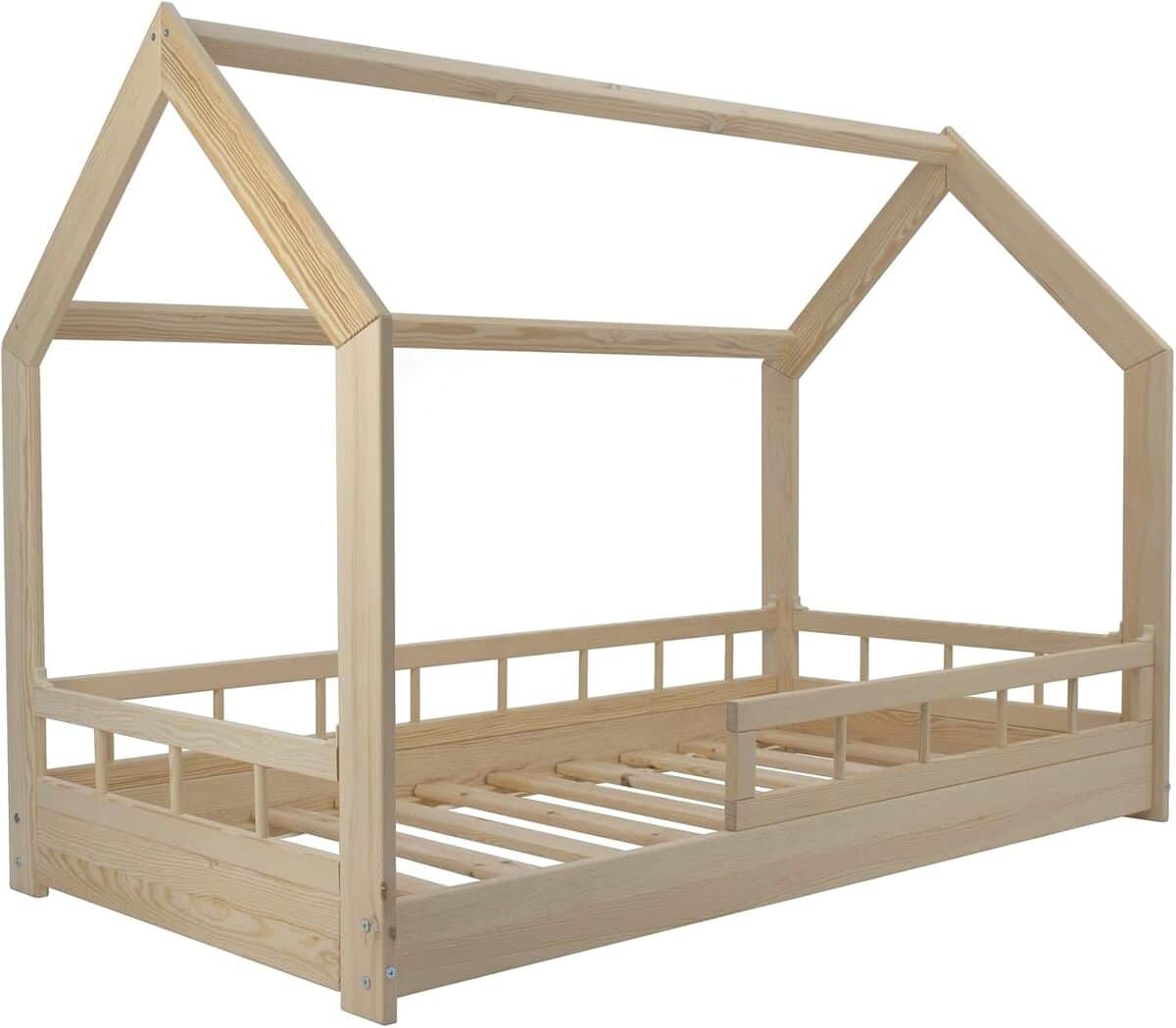 Test : lit Velinda Maison cabane en bois brut 160x80 cm