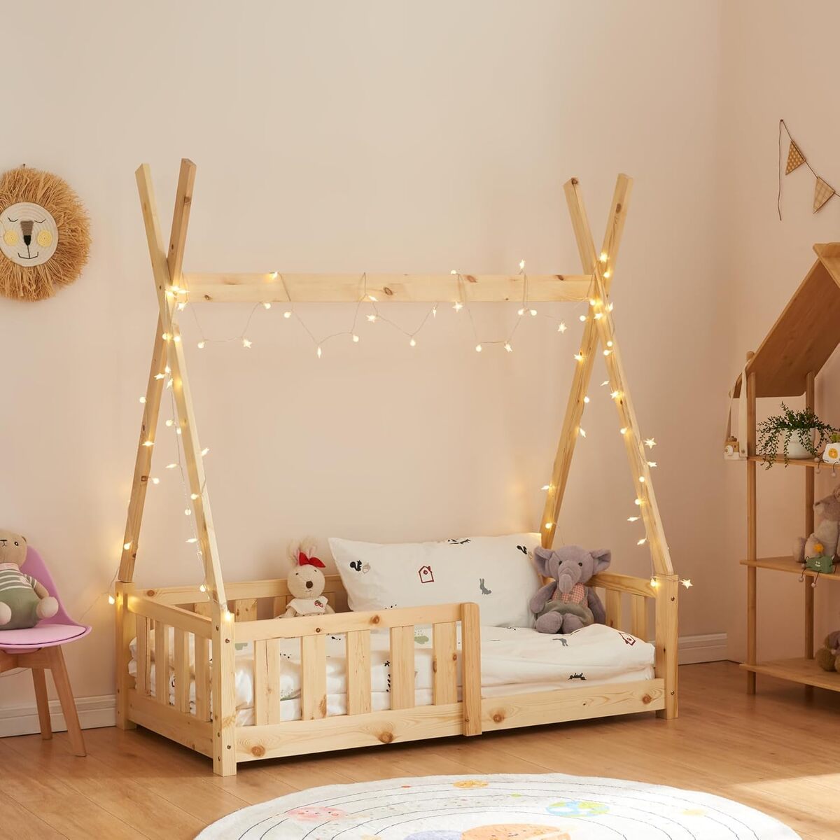 Test du lit tipi enfant [en.casa] en bois naturel