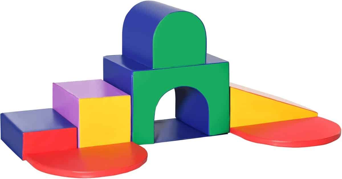 Test du parcours motricité bébé Homcom 7pcs en mousse multicolore