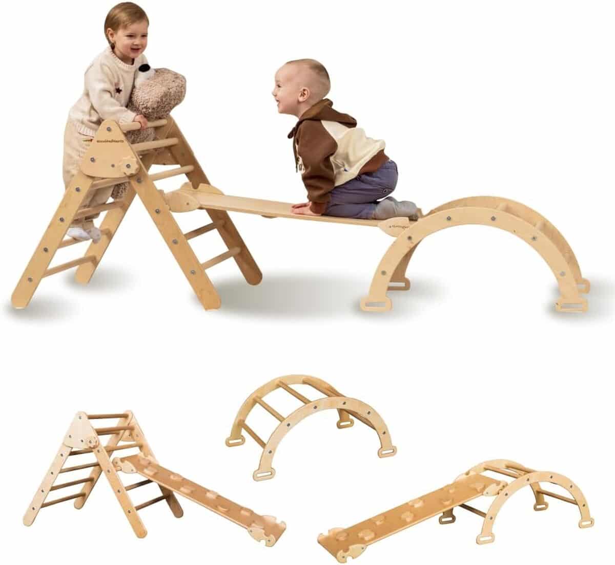 Structure D'Escalade Enfants 8 En 1 Montessori Avec Toboggan Et Balançoire - Jeu D'Intérieur Pour 3 Ans Et Plus