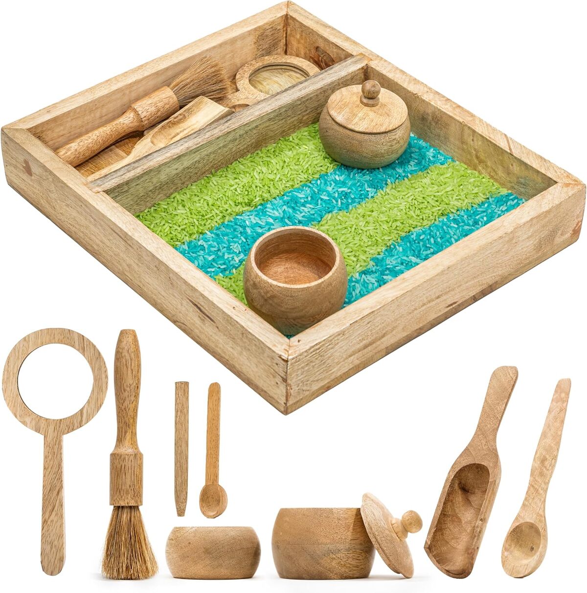Test : ensemble de bacs de jeu sensoriels Kookaroo en bois Montessori