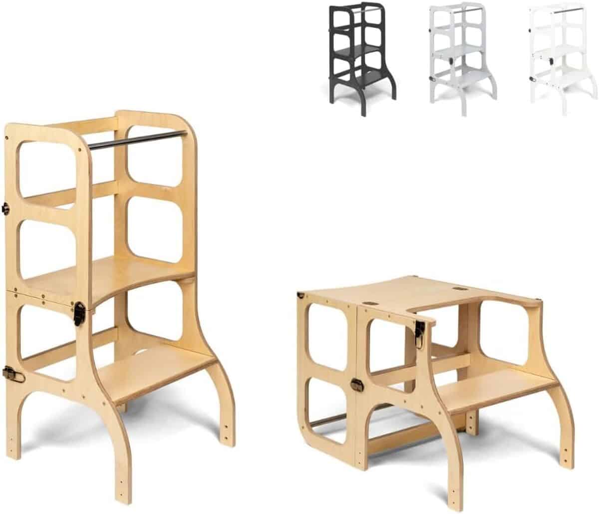 Test de la tour d'apprentissage Ette Tete STEP'n'Sit® : convertible 2 en 1 en bois