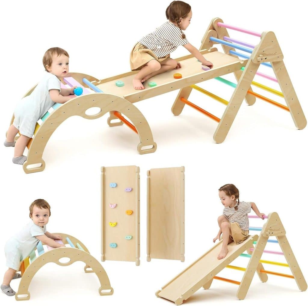 Test triangle d'escalade Mosebears : jouet Montessori en bois pour bébé