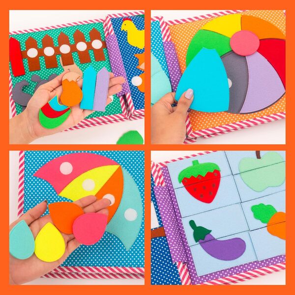 Jolly Designs® Quiet Book Premium pour bébés et tout-petits | Jouet Montessori à partir de 1 an | Livre de motricité en feutre avec de nombreuses activités | Favorise la motricité fine, les capteurs