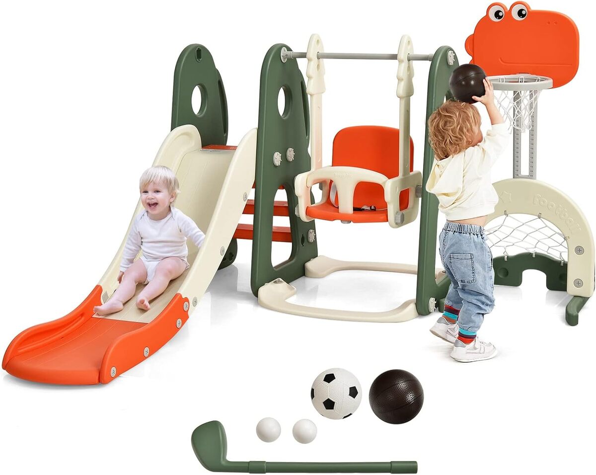 Test de l'ensemble 6 en 1 GOPLUS : toboggan et balançoire pour enfants