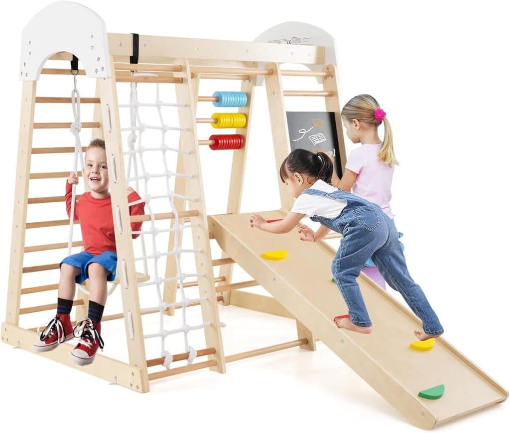 Test du portique escalade GOPLUS 8 en 1 en bois pour enfants
