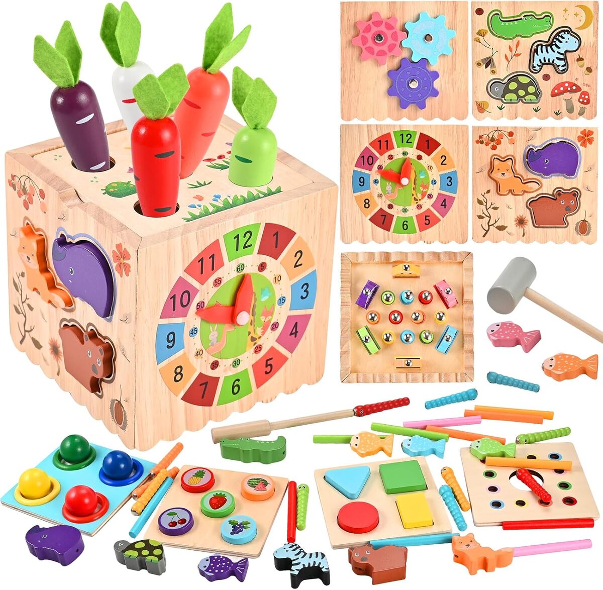 Test du cube d'activité en bois 10 en 1 pour tout-petits