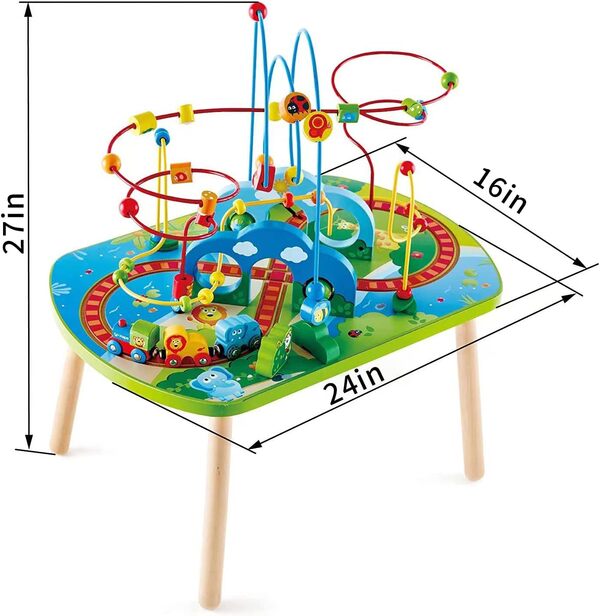 Hape Table D'activité Bébé en Bois - Centre d'Activité Bébé 1 an - Labyrinthe Boulier, Train & Divers Accessoires - Convient aux Jeux Individuels & Collectifs - Éveil, Motricité & Dextérité