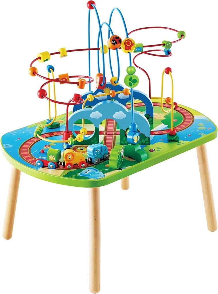 Test de la table d'activité bébé Hape en bois : éveil et motricité