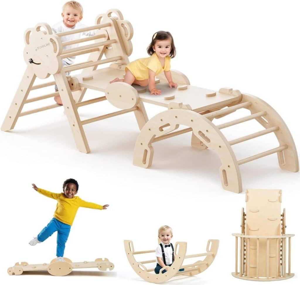 Test : triangle de Pikler 8 en 1 Cosyland, motricité et sécurité