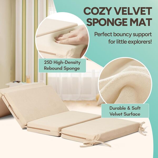 Giant bean Cadre d'escalade 5-en-1 Montessori dès 1 an : Triangle avec Arche, Toboggan et Coussin Arc-en-Ciel. Jouet d'intérieur en Bois pour 1-3 Ans.