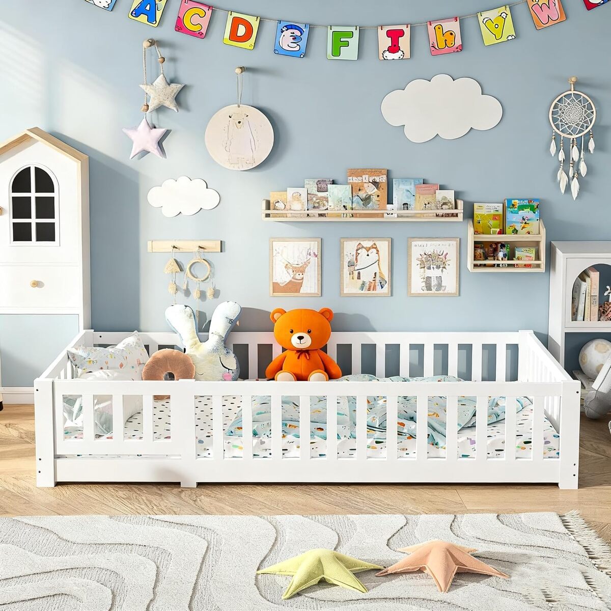 Test du lit BRILVERDE Montessori 90 x 200 cm en bois massif blanc