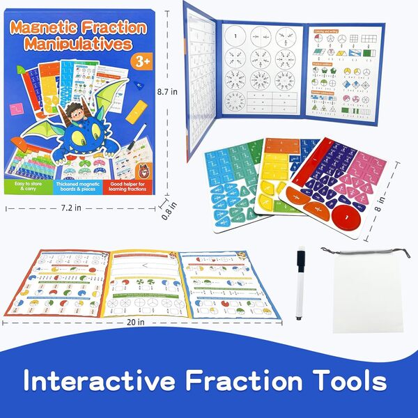 Jeu de puzzle magnétique pour enfants – Manipulateurs de mathématiques Montessori, carreaux et cercles interactifs, 120 pièces, cartes d'activités faciles à nettoyer, portable pour l'école à la
