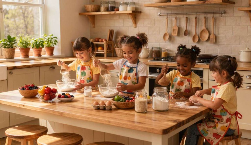 Montessori : enfants dans la cuisine