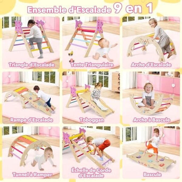 Découvrez notre analyse détaillée du triangle d'escalade pliable DREAMADE 9 en 1 : exploration, sécurité et créativité pour les enfants. Guide d'achat et avis.