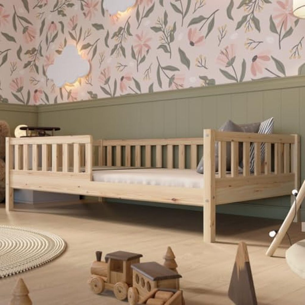Test du lit de sol Crazy Pine Montessori pour enfant, design scandinave