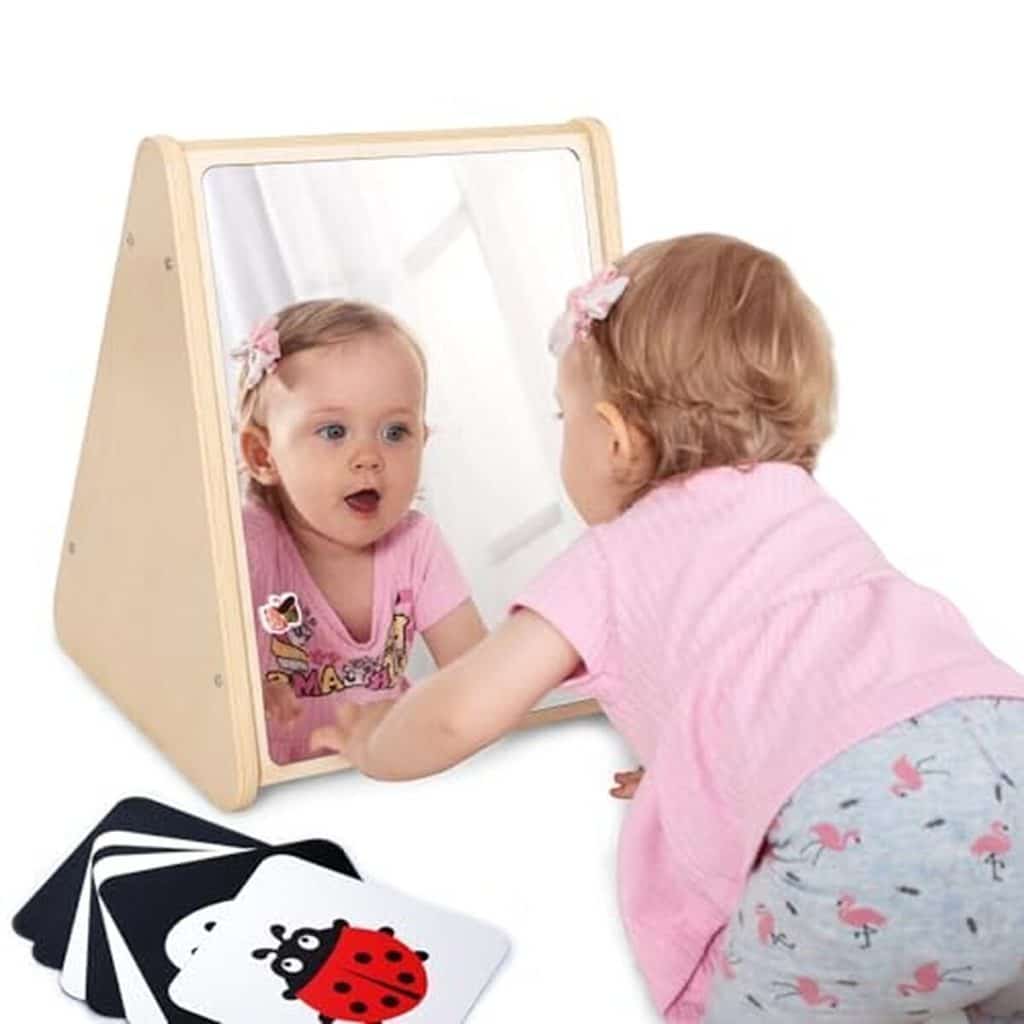 Test du miroir double face KRAND Co-mirror25 : stimulation sensorielle pour bébé