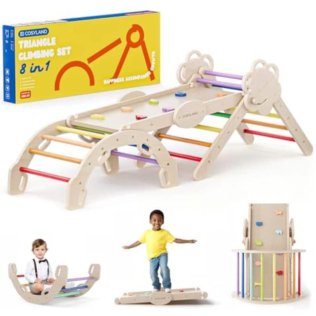 Test du triangle d’escalade Montessori Cosyland 8-en-1 en bois