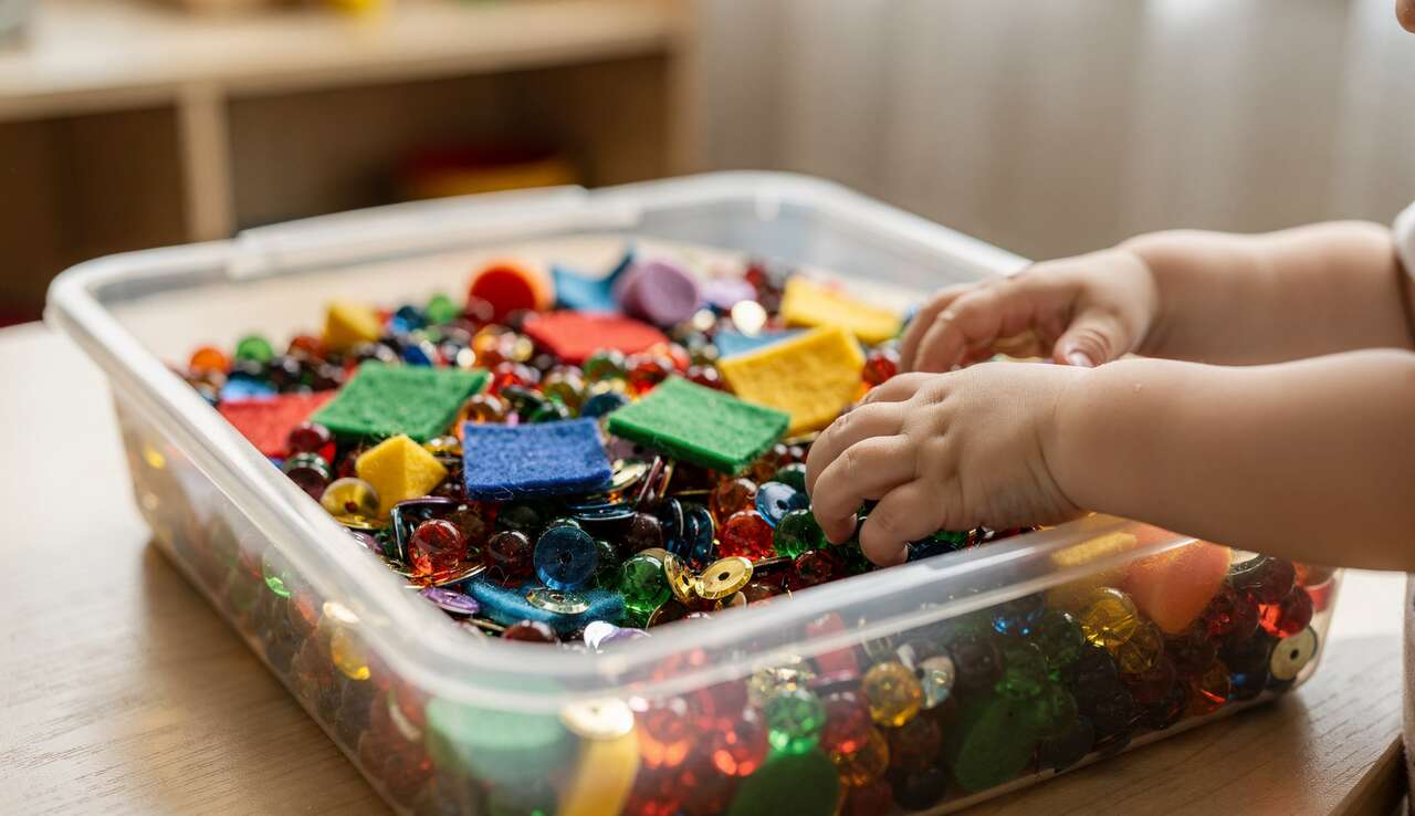 Bac sensoriel pour l'exploration des couleurs