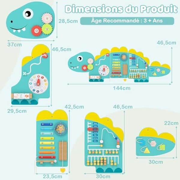 Découvrez notre analyse en profondeur de la planche murale Montessori dinosaure vert 11 en 1 par Goplus : un outil éducatif original pour stimuler l'apprentissage des enfants tout en s'amusant