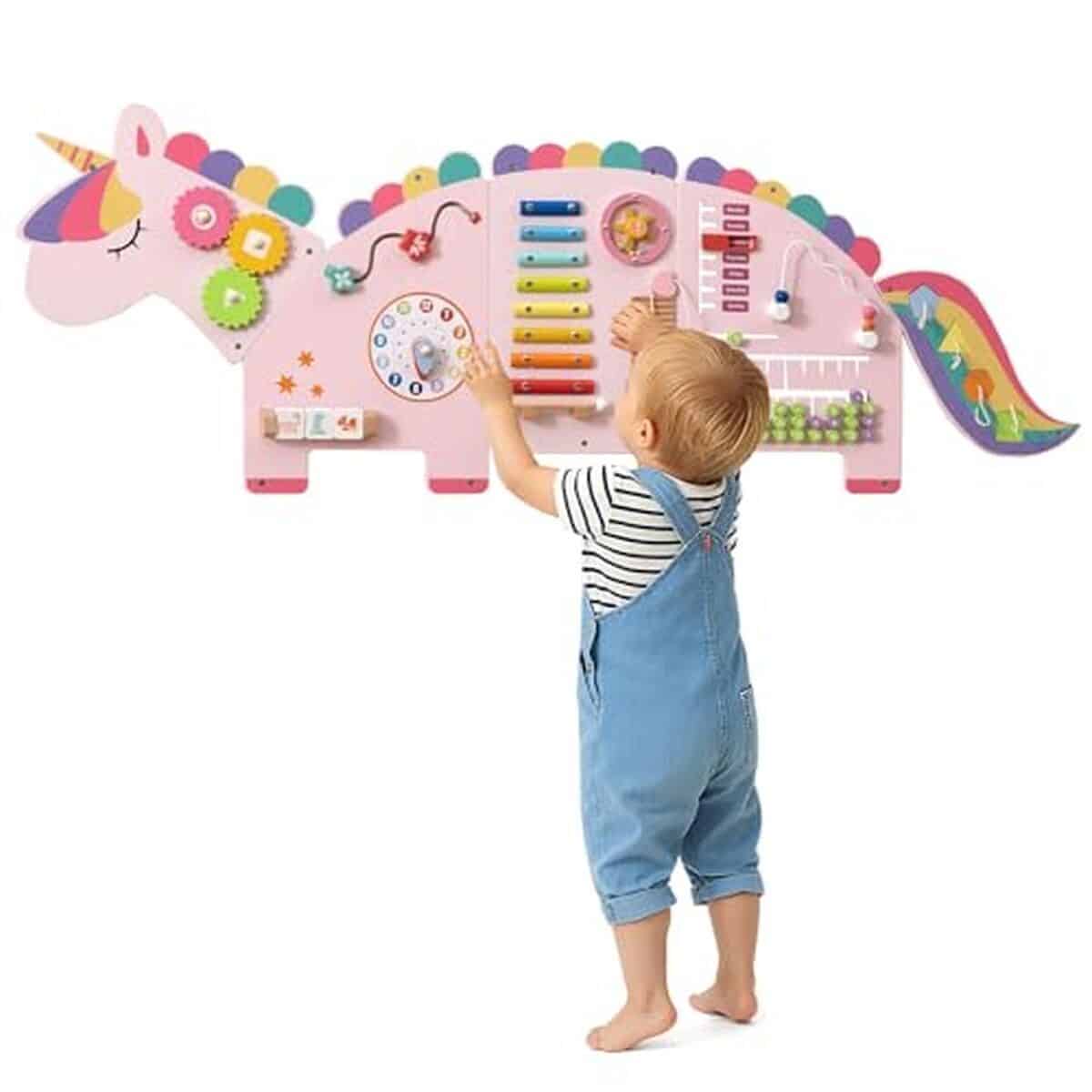 Test : busy board COSTWAY en forme de dinosaure avec jeux sensoriels