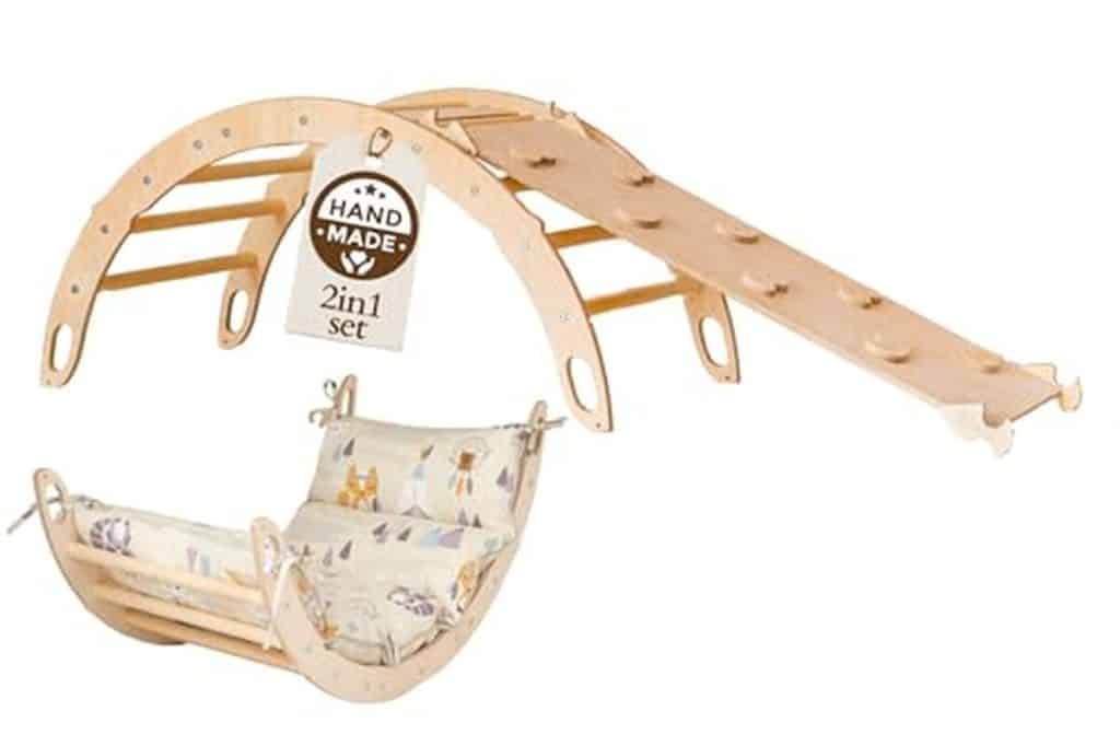 Test de l'arche d'escalade et toboggan WoodsCraft pour enfant : le 2-en-1 Montessori