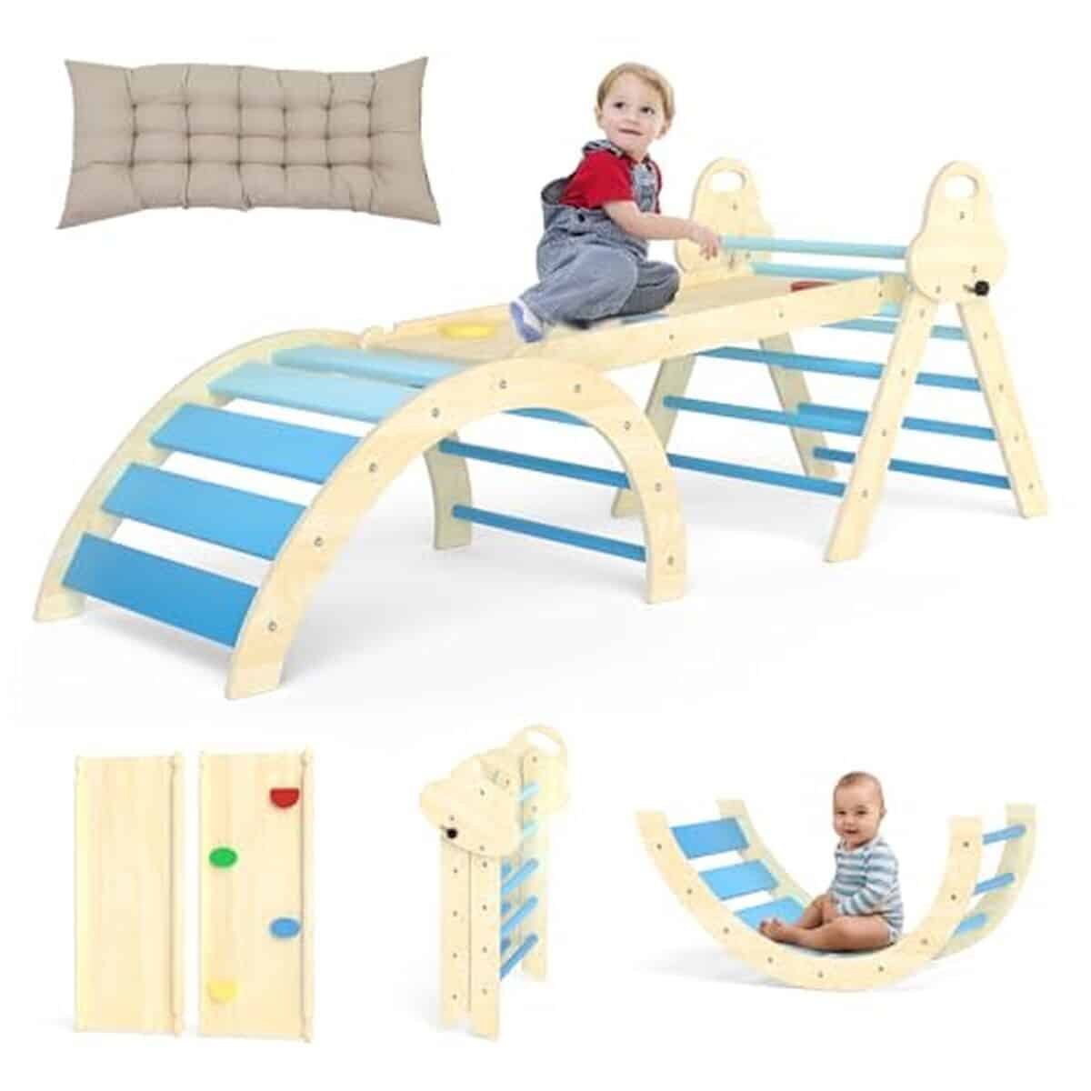 Test du triangle d'escalade Puecrof Montessori 7 en 1 pour tout-petits
